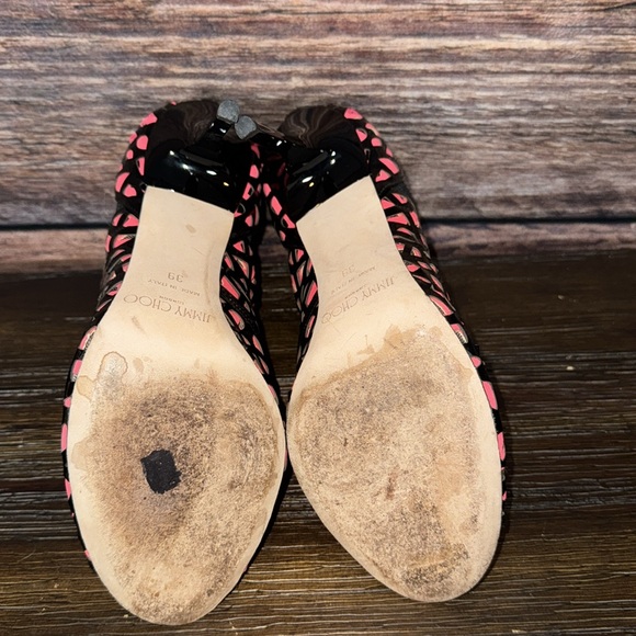 JIMMY CHOO TACTIC LASER-CUT PATENT LATHER CUTOUT BOOTIE HEEL SHOES 39 / 9 $1575 - Picture 9 of 10